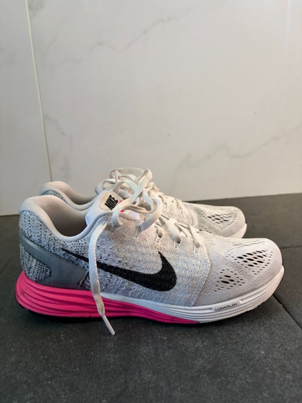 Nike LunarGlide 7 Women’s 7.5 Running Shoes White Pink 747356-106 Lunarlon